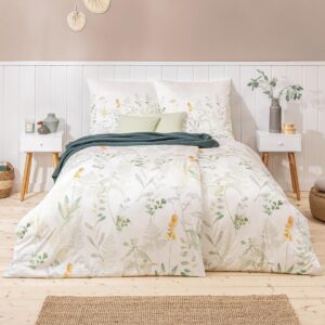 Estella Interlock Jersey Bettwäsche Visby 6295-530 Blumen Grün 135x200